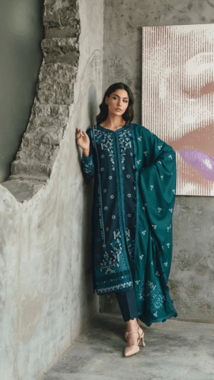 Peacock Elegance Cutwork Suit