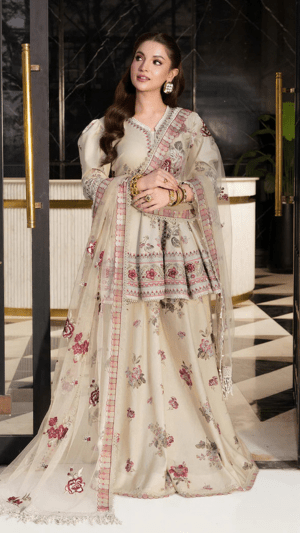 Noor-e-Rose Ivory Anarkali Set
